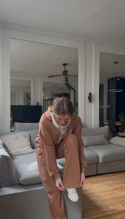 Jogging en coton – Coupe droite - Mocha